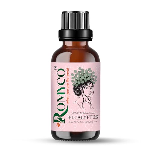 Romyco Romyco Eucalyptus Essential Oil 15ml (Nilgiri) for Skin, Hair, Steam Inhalation & Massage | Aromatherapy Diffuser Oil | Premium, Natural, Undiluted, Therapeutic Grade