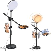 UTEBIT Zoom Lighting for Computer, Adjustable Desk Video Conference Lighting for Video Calls, Desk Ring Light with Stand and Phone Holder for Webcam, Home Office, Online Meetings, Live Streaming