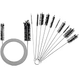 60 Inch Aquarium Filter Hose Brush+8 Inch Nylon Tube Cleaner Brush Set,Stainless Flexible Tube Cleaning Long Brush for Lab Fish Tank Aquarium and Pipes,Bottles (Black)