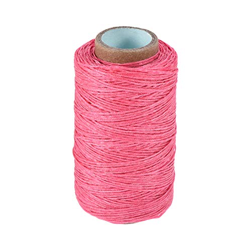 Hilo de costura para cuero uxcell, 273 yardas (aprox. 250 m), 150D/1 mm, cera aplicada, plano, poliéster, para coser a mano cuero, encuadernación de libros y manualidades (rosa pálido) miniatura 1