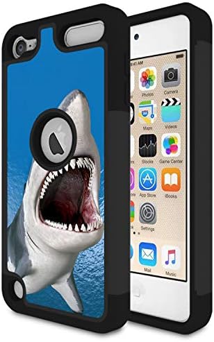 iPod Touch 6 Case,Touch 5 Case,Rossy Heavy Duty Hybrid TPU Plastic Dual Layer Armor Defender Protection Case Cover for Apple iPod Touch 5/6th,Hungry Shark