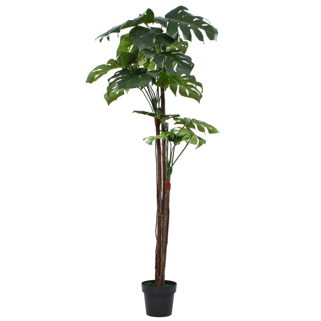 Foglia artificiale di Monstera con vaso, 170 cm, verde, pianta artificiale con veri steli in legno, 24 foglie, facile da pulire, per soggiorno, ufficio, balcone e ingresso