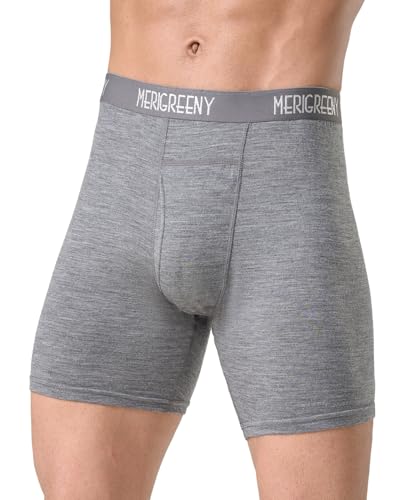 Men's 100% Merino Wool Boxer Briefs - Breathable, Moisture-Wicking Underwear Dark Grey