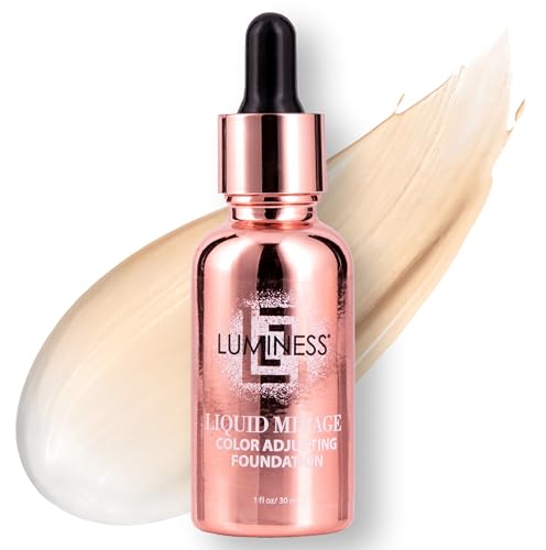 LUMINESS Liquid Mirage Color Changing Foundation for Mature Skin, Skincare-Infused Makeup with Hyaluronic Acid & Vitamin E, Hydrating Liquid Foundation & Concealer Hybrid, Hypoallergenic (Light)