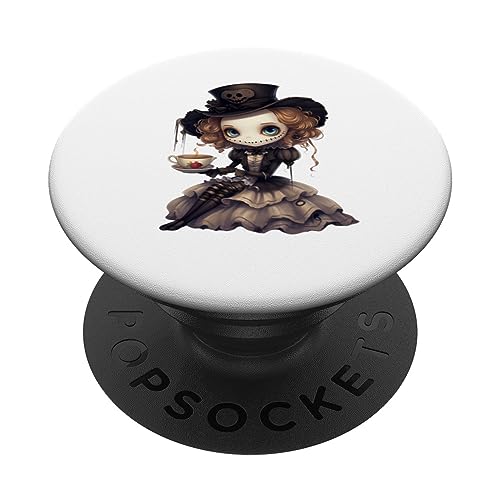 Scary spooky doll Halloween creature PopSockets Swappable PopGrip, Black