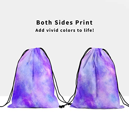 Image of Nerxy Watercolor Purple Galaxy Grip Bags - Blue Stars Grip Bag Gymnastics Cute Drawstring Storage Bags Abstact Nebula Gym Pouch Shoe Bags Adjustable Polyester Towel Bag