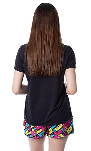 INTIMO MTV Womens' Music Television Neon Cassette Tape Sleep Pajama Set Short2