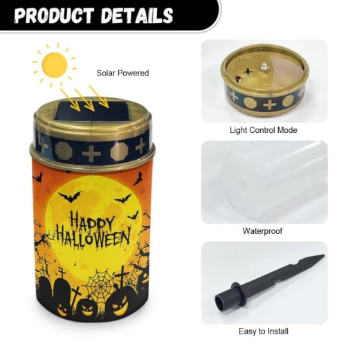 Image of Halloween Cemetery Solar Lights Flameless Candle | Outdoor Waterproof LED Flameless Candle, Grave Lights Solar Powered Landscape Lights for Grave Memorial Gift, Cemetery Decor