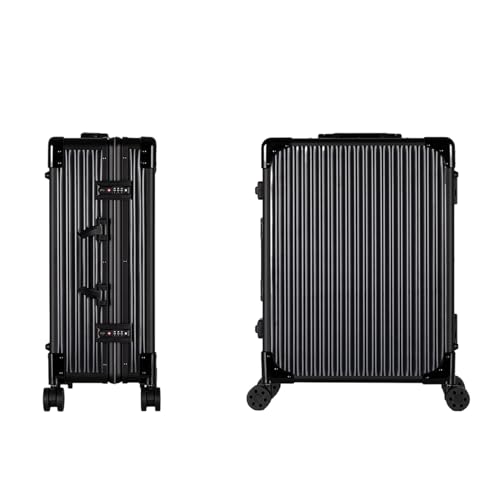 Estuche profesional de maquillaje rodante, organizador de cosméticos de aluminio duradero para artistas, estación de tocador móvil, negro (rayas)