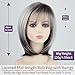 RENERSHOW Medium Length Bob Wig with Bangs for White Women Layered Blonde Balayage Bob Straight Hair Wig Natural Synthetic Hair Replacement Wig Ombre Platinum with Brown Wig