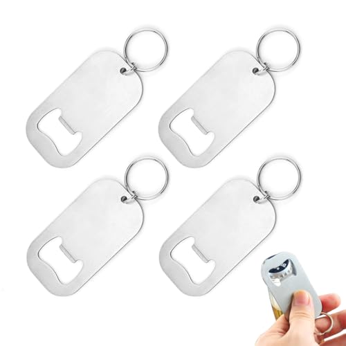 ZMREN Abrebotellas, 4 Piezas abridores de botellas de acero inoxidable, abrebotellas de cerveza con Llavero, para el hogar, pub, al aire libre
