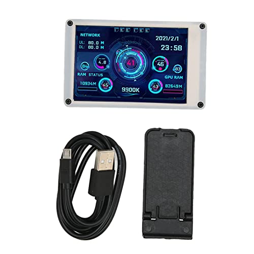 Image of ASHATA 3.5inch USB Mini Screen, Computer Temp Monitor, Dimmable Theme Editor PC CPU Data Monitor, PC Temperature Display for PC ARGB Computer Case Secondary Screen