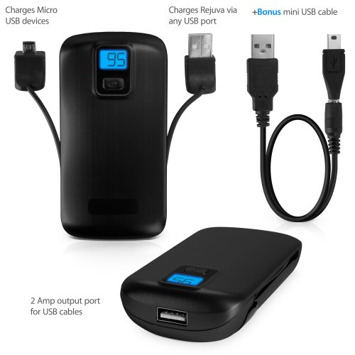 Battery, Boxwave® [Universal Rejuva Powerpack Pro] Emergency Battery W/ 2 Built In Cables For Smartphones And Tablets - Black #TOP9