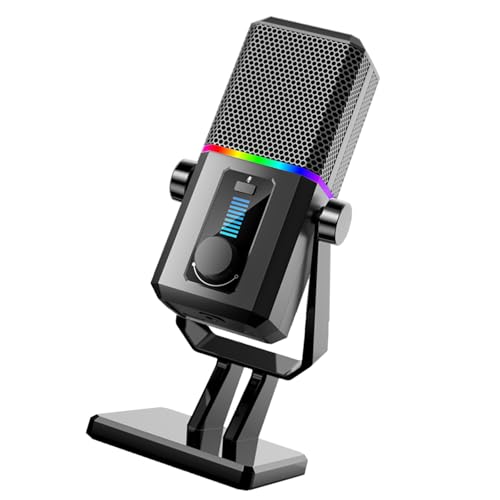 ANTOVSO Computer Gaming Mic Desktop Microphone With LED Light 14mm Large Mic Head For Streaming Podcasting Insert And Play