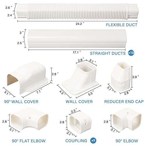 3" W 16.1Ft L Line Set Cover Kit For Mini Split Air Conditioners Decorative Pvc Slim Line Cover For Central Ac & Heat Pumps Systems Tubing Cover (3" W 16.1Ft L) #TOP1