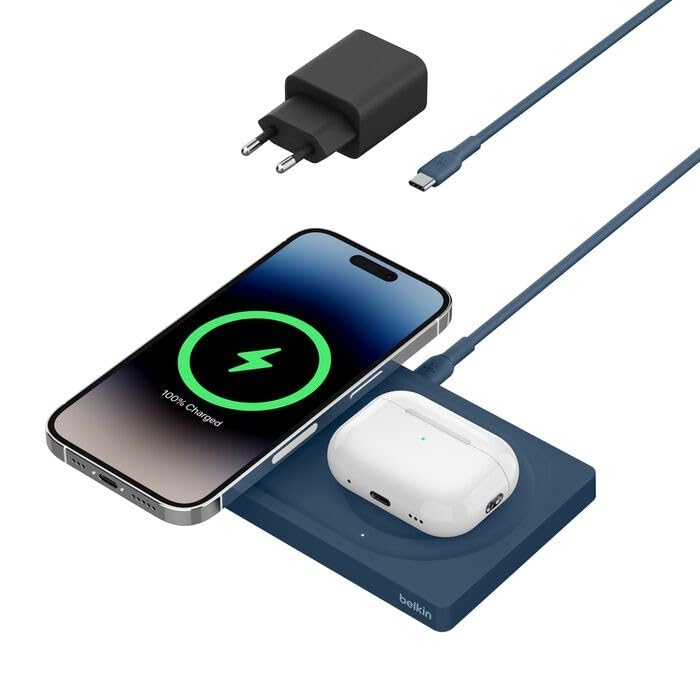 Belkin WIZ019VFBL-APL BoostCharge Pro 2‑in‑1 MagSafe 15W…