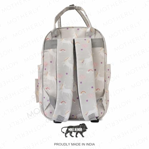 Image of Motherly Printed Diaper Bag for Mothers for Travel, Maternity Bag for Newborn Baby, Mothers Travelling Bag, Multiple Pocket Water Resistant Baby Bag, Hospital Bag for moms (Unicorn Gray)