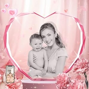 3D Crystal Photo Personalized Mothers Day Gifts for Mom, Wife, Grandma, Custom Birthday Anniversary Memorial Gifts for Women, Her, Him, Couples, 3D Laser Engraved Glass Picture, Heart, S