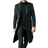 [22 Wear] コート メンズ 冬 チェスターコート ロングコート ウール メンズ 冬服 秋服 スーツ アウター ビジネス オフィス カジュアル 秋冬 (ブラック XL)