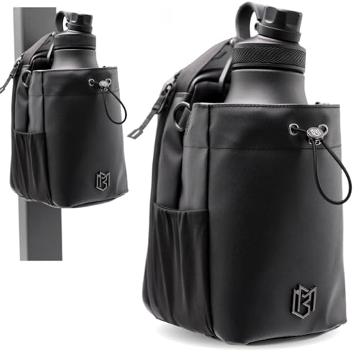 Magnetic Gym Bag for Men and Women  Sling Bottle Bag with Magnetic Attachment | Water Bottle Holder, Gym Pouch, Crossbody Bag for Sports & Travel, (Black - 64oz)