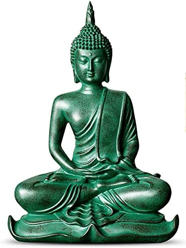 DBassinger Buddha Statue for Home Decor,6.18" Antique Thai Shakyamuni Sitting Statue Resin with Bronze Finish, Great Decoration for Meditation Altar