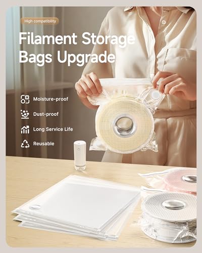 YOOPAI Filament Vakuumbeutel Kit mit Automatische Pumpe, 20 Filament Aufbewahrung Beutel 38 * 33 cm 1.75mm 3D-Druck Filamente, Upgrade-Ventil Dichtung Clips, Staub- und Feuchtigkeitsschutz – Bild 4