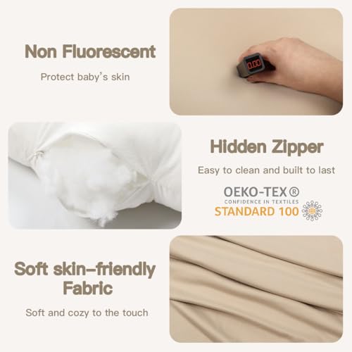 Image of Infant Support Cushion -Baby Support Cushion for Newborn, Oversized for 0-24 Months (36.5*20 inchs), Tummy Time Mat for Home and Travel, Soft Cotton, Supervised Use, Baby Essentials Gift -includ cover