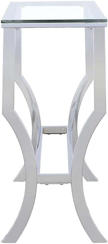 Coaster Home Furnishings - Saide - Metal and Glass - 43.5-Inch Rectangular Contempandary Table with Clear Tempered Glass Top - Entryway, Living Room, and Hallway - Chrome - 720339