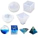 Funsmore Resin Casting Molds Silicone Epoxy Resin Molds Including Sphere Cube Pyramid Diamond for Polymer Clay, Crafting, Resin Epoxy, Jewelry Making