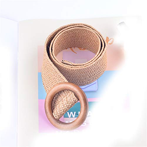 Andongnywell Women's Wide Elastic Stretch Waist Belts Braided Cinch Belt with Round Buckle for Dress Jeans4