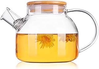 1 l bambusowa pokrywka szklany czajniczek z filtrem ze stali nierdzewnej szklany dzbanek na wodę idealny do pojemnika na herbatę owocową i kwitnący dzbanek do herbaty