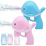 JOYIN 2 Pink and Blue Whale Bubble Guns with 4 Solution (50 ML) , Automatic Bubble Blower for Kids,...