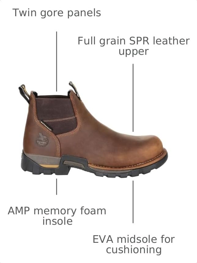 Image of Georgia Boot Eagle One Steel Toe Waterproof Chelsea Work Boot Brown