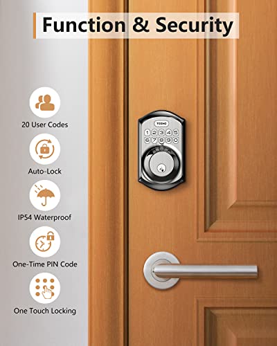 Keyless Entry Door Lock - Teeho Electronic Keypad Deadbolt With Keypads - Fingerprint Door Lock With Keypads - Easy Installation - Satin Nickel #TOP3