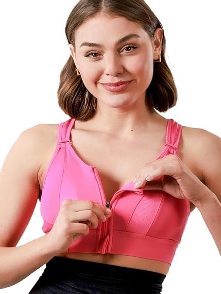 Image of Brachy Women's High-Impact Velcro Sports Bra: Adjustable, Front-Zip for Yoga, Gym & Workout