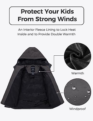 Image of Wantdo Boys Puffy Winter Coats Fleece-Lined Snow Jackets Removable Hood | Removable Hood, Windproof, Machine Washable