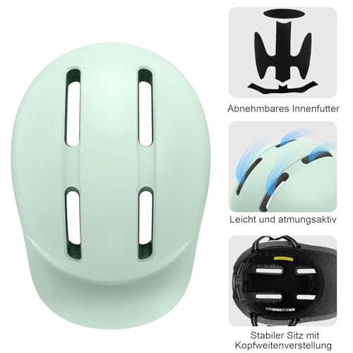 KINGLEAD Fahrradhelm,Urban Commuter Helm,Stylischer Fahrrad Helm Herren und Damen für Radfahren Trekking City Roller Herren Verstellbarer (… – Ansicht 5