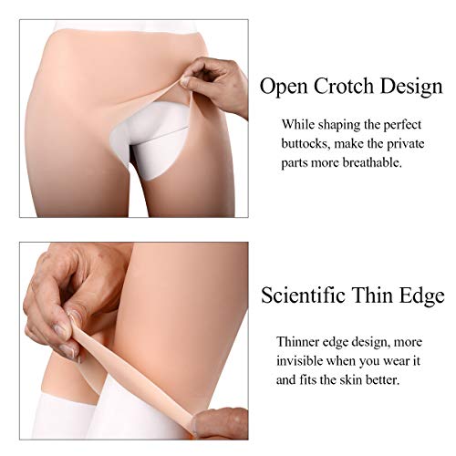 Padded Silicone Pants Fake Buttock Underwear Open Crotch Cropped Trousers Butt Lifter Enhancer Shapewear (S (0.7Inch Hip Thickness,8.2Lb)) #TOP3