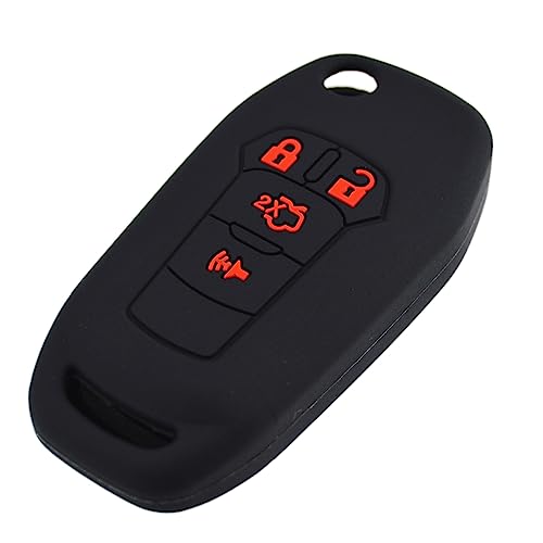 Image of Silicone Rubber Key Fob Cover Protector for Ford Fusion Explorer (Flip Key) N5F-A08TAA 164-R7986 5924003 4 Button Remote Control