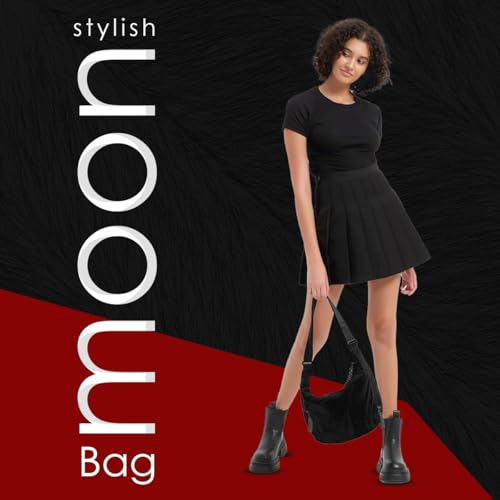 Image of Stvin Crossbody Travel Sling Bags for Women and Men, Crescent Shoulder Purse Bag with Zipper & Adjustable Strap, Half - Moon Shaped Waist Bag, Unisex Chest Bag - Nylon Fabric