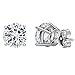 DTLA 14k White Gold Solid Cubic Zirconia Stud Earrings (1.5 carats)