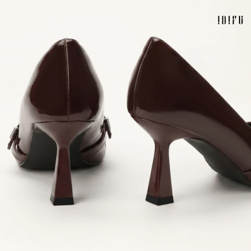 Image of IDIFU Kitten Heels Pumps Closed Pointed Toe Dress Shoes for Women