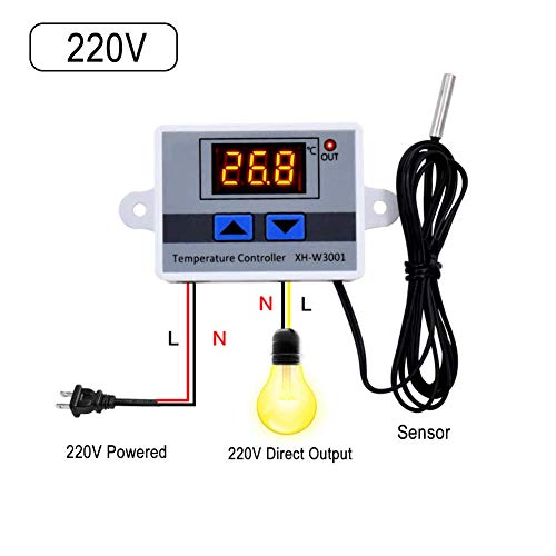 ARCELI Module de contrôleur de température à Del 220 Digital, commutateur de Thermostat XH-W3001 avec sonde étanche, Thermostat de Chauffage programmable - Image 3