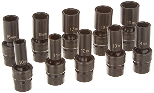 Grey Pneumatic (1210Umsd) 3/8" Drive 10-Piece Semi-Deep Metric Universal Socket Set #TOP10