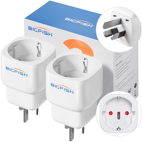 Bigfish Adaptador Enchufe Australia Tipo I 2 Piezas, Adaptador Enchufe Chino – De 2-Pin Europa a 3-Pin Tipo I para China, Australia, Argentina, Nueva Zelanda