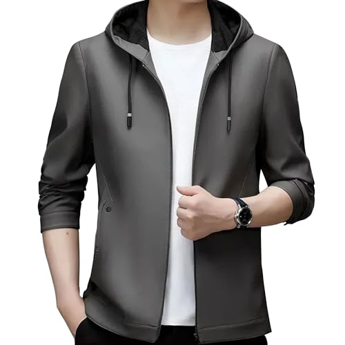 Manteau en cuir pour homme confortable coupe casual veste mi-saison
