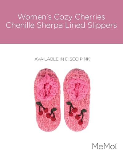MeMoi Women's Cozy Cherries Chenille Sherpa Lined Slippers2