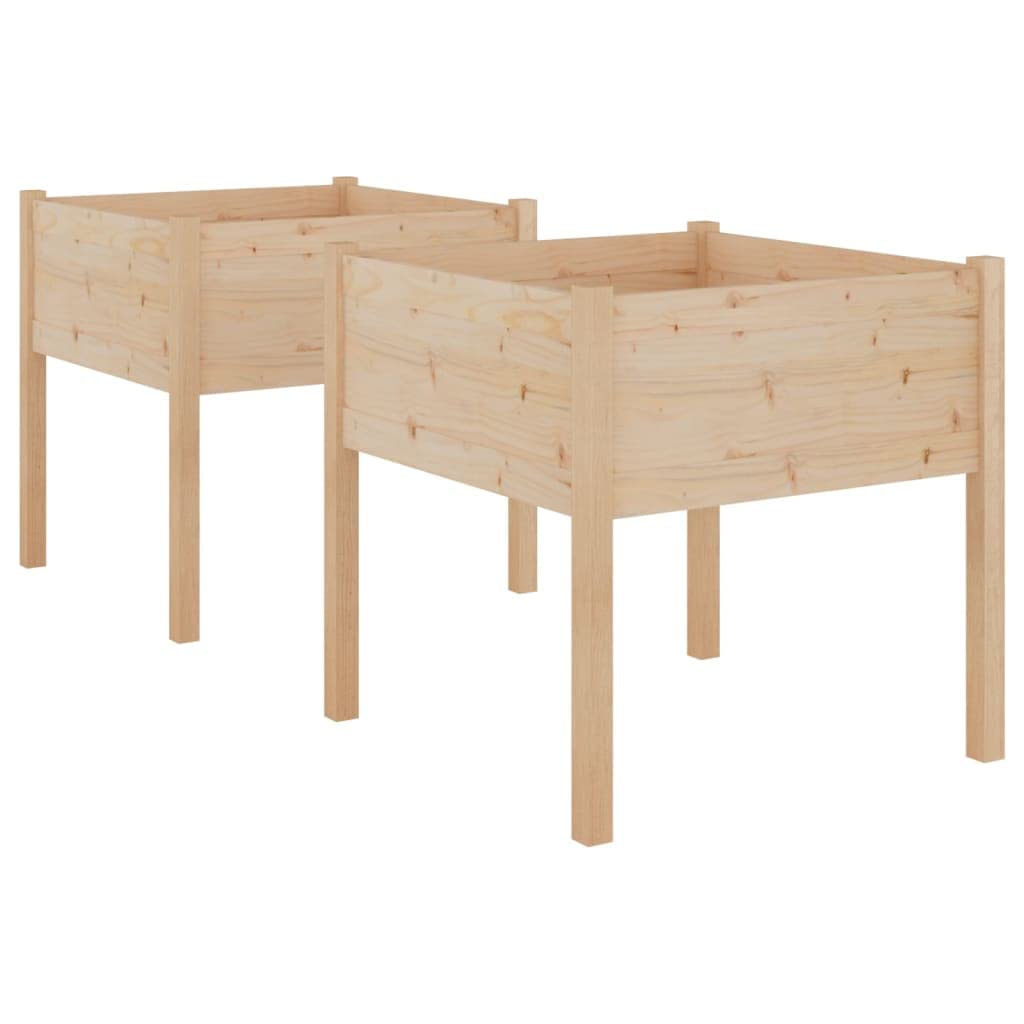 Donice ogrodowe 2 szt 70x70x70 cm Lite drewno sosnowe Duże skrzynie na kwiaty Odporne na warunki atmosferyczne Do ogrodu tarasu balkonu
