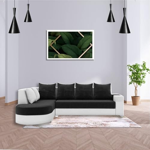 Image of Torque Christie LHS L Shape Sofa Set 6 Seater Left Side Black | Premium Fabric Sofa Couches LHS | Comfortable 6 Person Large L Shaped Couch for Guest Room Bedroom