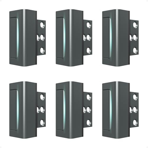 Greatalent 6Pack Home Security Door Reinforcement Lock Childproof, Door Lock for Kid Safety, Door Latch Stopper for Front Door Inside Top of Door, Aluminum Construction Finish
